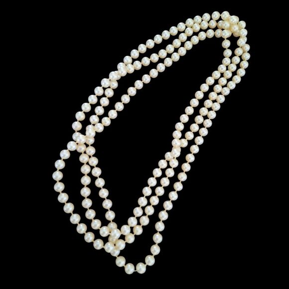 Vintage String of Pearls Gatsby 66" Strand Costume Faux Pearls - Picture 1 of 16